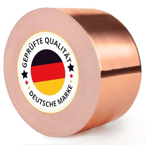 O³ Kupferband gegen Schnecken 50mm x 20m, Kupfer Klebeband selbstklebend, Schneckenschutz Hochbet, Electrical Tape EMI Abschirmung, Copper tape, Kupferklebeband von O³