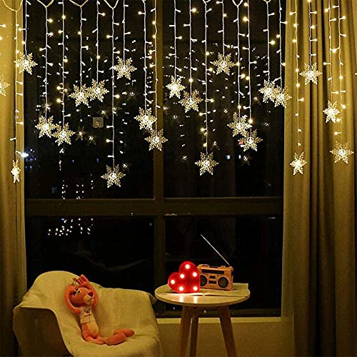 OAICIA Lichterkette LED Sterne Lichterketten 96 LED 3.5m Weihnachten Licht mit Stecker IP44 Wasserdicht Außen Innen 8 Modi Light für Weihnachten Halloween Balkon Vorhang Garten Party - Warmweiß von OAICIA