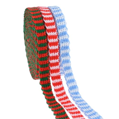 3 Farben Weihnachtsbänder Bastelbänder Dekobänder Zopfwolle Strickband Für Weihnachtsdekorationen von OAJABBGE