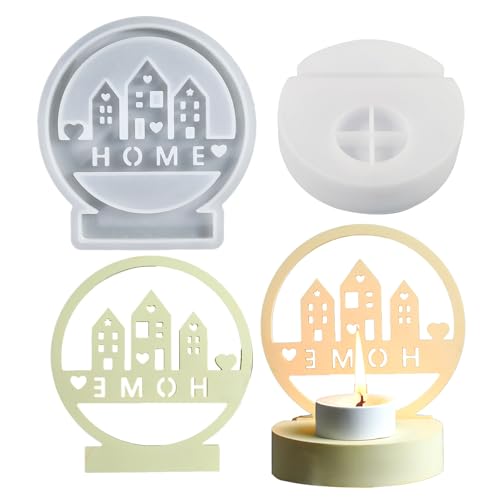 Haushaus Kerzenhalter Silikonform Epoxidharz Formen Orament Love House Candlestick Formen Plasters Formen Formen von OAJABBGE