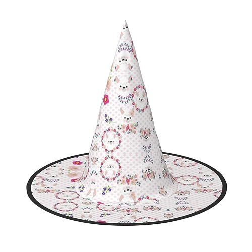 OAKETE Cartoon Lama Alpaka Halloween Full Hat Wide Edge Foldable Sharp Hat Halloween Costume Accessories von OAKETE