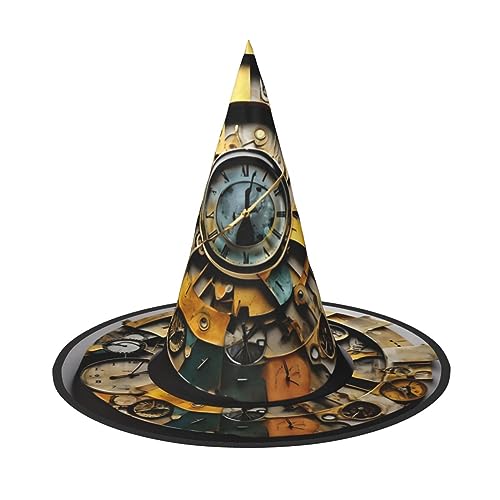 OAKETE Clock Art Halloween Full Hat Wide Edge Foldable Sharp Hat Halloween Costume Accessories von OAKETE