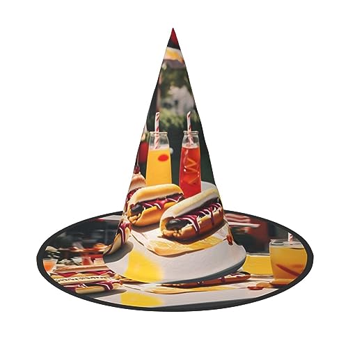 OAKETE Hot Dogs and Lemonade Halloween Full Hat Wide Edge Foldable Sharp Hat Halloween Costume Accessories von OAKETE