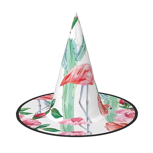 OAKETE Kaktus Flamingo Rose Blumen Halloween Voller Hut Breiter Rand Faltbarer Scharfer Hut Halloween Kostüm Zubehör von OAKETE