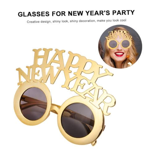 OATIPHO 1 PC Neu Jahr Party Brillen Mit Happy New Year Lustige Performance Props Für Silvester Und Neujahrsfeiern Glänzende Goldene Farbe von OATIPHO