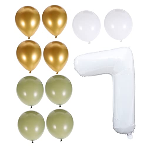 OATIPHO 1 Satz Zahlenballon weiße Ornamente Latexballons weiße Verzierungen Ballonornament grüner Ballon Luftballons Geburtstagsparty-Zubehör Nummer 7 Ballon schmücken Partybedarf von OATIPHO