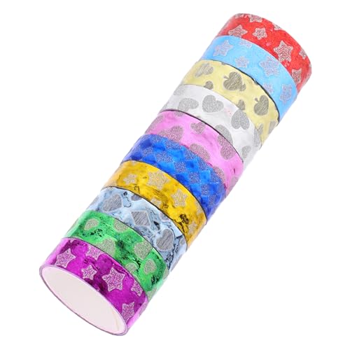 OATIPHO 10 Rollen Gold Glitzer Klebeband Set Basteln Washi Tapes für Scrapbooking Dekorative Klebepapierbänder Basteln Notizbuch Dekorative Bänder von OATIPHO