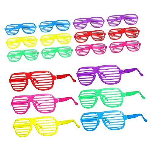 OATIPHO 18 Stk Accessoires Der 90er Lustige Brillen Kostümbrille Füllstoffe Partygeschenke Der 80er Neonbrille Partybrille Rollläden Jumbo Rave Nadelloch Neon-shutter-brille Plastik Rahmen von OATIPHO