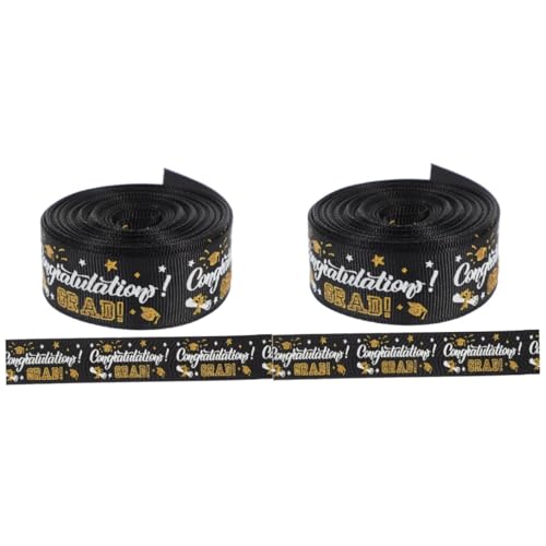 OATIPHO 2 Rollen Staffelungsband seidenband ribbon hochzeitsdeco bandalette dekobänder Gold Abschlussbänder Sackleinenband Band zum Verpacken Geschenkverpackungsband Polyester von OATIPHO