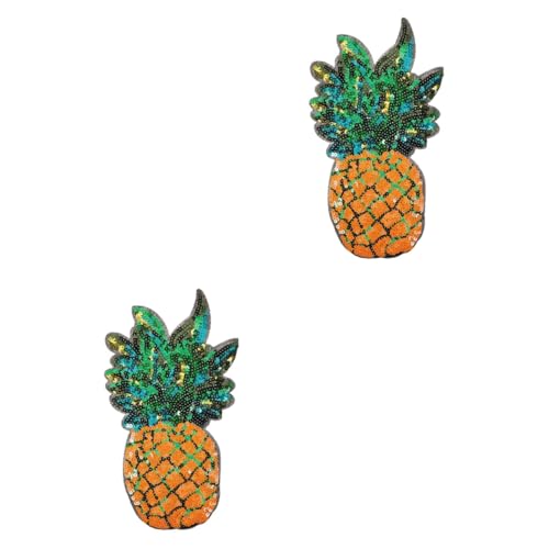 OATIPHO 2St Ananas-Pailletten-Patch Stoffaufnäher Flicken für Kleidung gestickte Aufnäher muttertagsgeschenk zum basteln sticken zarte Kleiderflicken Hutflicken selber machen Polyester von OATIPHO