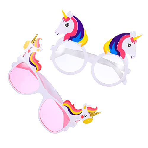 OATIPHO 2St Einhorn-Brille Cosplay-Brille Brille Kinderbrille Geburtstag Brillenparty faschingsbrille karnevalsbrille funny Partybrille prop Partygläser aus Kunststoff Stk von OATIPHO