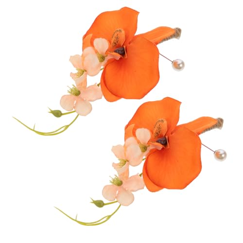 OATIPHO 2St Handgelenk Künstliche Blumen gefälschte Blumen Lilie Rosenblätter Fee hochzeitsdeko künstliche blüten Boutonniere-Dekoration Brautjungfer Ansteckblume Seidenblume Orange von OATIPHO