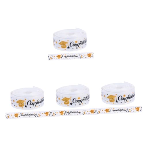 OATIPHO 4 Rollen Staffelungsband weißes Band Gold dickes Band Fleck Sackleinen seidenband ribbon dekoration hochzeitsdeko Partyverpackung Geschenkband Band für die Party Polyester von OATIPHO