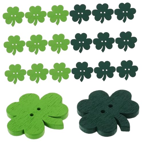 OATIPHO 50 Stück Holzknöpfe Mit Kleeblatt Für Party Dekorationen Zum St Patrick'S Day DIY Projekte Basteln Nähen Holzknöpfe Mit Irischen Motiven Für Festliche Dekoration von OATIPHO