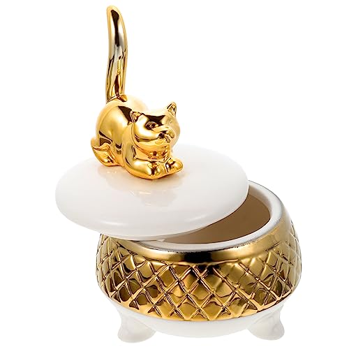 OATIPHO Box Katze Schmuckschatulle Raumdekor Schmuck Organizer Ständer Kleines Schmucketui Ringhalter Kleiner Schmuck Organizer Keramik Charm Halter Kleiner Charm Fall Cartoon Ringe von OATIPHO