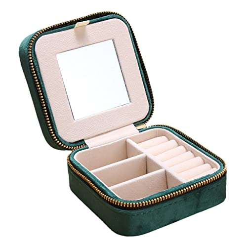 OATIPHO Kasten Schmuckschatulle aus Flanell Reise-Schmuck-Organizer reisen travel schmuckbox travel jewelry case Schmuckkästchen für die Frau Ohrringhalter Reißverschluss aus Metall Green von OATIPHO