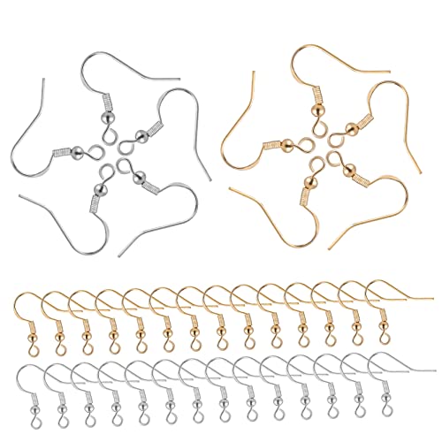 OATIPHO Ohrhaken Mit Transparenten Ohrstoppern Für DIY Ohrringe 50 Silberne Und 50 Goldene Ohrhaken Im Set Ideal Für Kreatives Schmuckdesign Und Ohrring Herstellung von OATIPHO