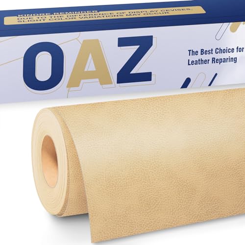 OAZ Kunstleder Selbstklebend Leder,40 x 80 cm Lederflicken Selbstklebende Leder Reparatur Set Patch Kit für Sofa,Autositze,Möbel,Couch,Bürostuhl,Jacken,Handtaschen, Retro Beige von OAZ