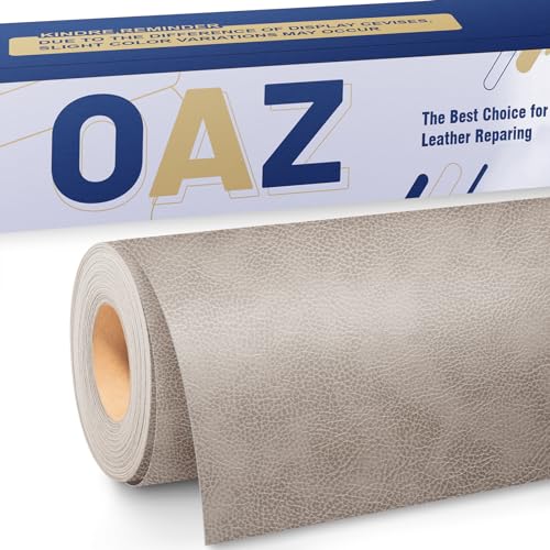 OAZ Kunstleder Selbstklebend Leder,40 x 80 cm Lederflicken Selbstklebende Leder Reparatur Set Patch Kit für Sofa,Autositze,Möbel,Couch,Bürostuhl,Jacken,Handtaschen, Retro Elfenbein Grau von OAZ