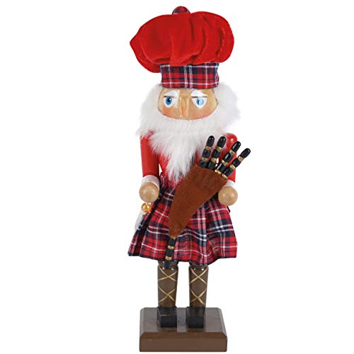 Nussknacker Holzfigur schottischer Dudelsackspieler rot / 25 cm/Deko Figur Nussknacker Holz/handbemalt im Kunsthandwerks-Stil/weihnachtlich dekorieren von OBC-Kunsthandwerk