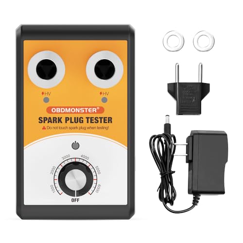 Zündkerzen Tester Auto Zündungsprüfer zündfunkentester mit Doppeltes Loch Test Kfz-Diagnosescanner 0 bis 6000RPM Einstellbare Arbeitsfrequenz Auto Motorrad Spark Tester Tool für 12V Benzin Fahrzeuge von OBDMONSTER