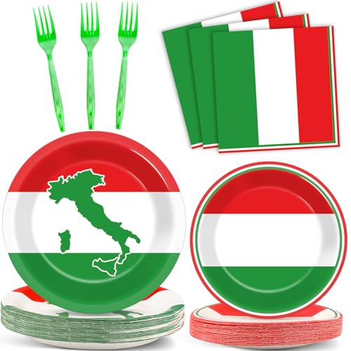 Teller und Servietten mit italienischer Flagge, Partyzubehör, Italien-Flagge, Partygeschirr-Set, italienische Flagge, rot, weiß und grün, Party-Dekorationen, Gastgeschenke für Italien, von OBUSATT