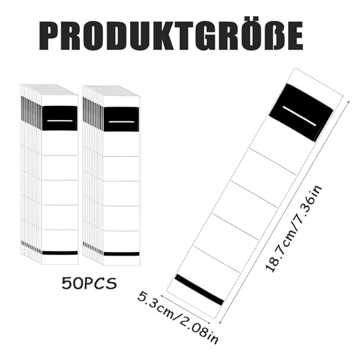 50 Stück Ordner Etiketten Selbstklebend Schmal, Ordner Rückenschilder Selbstklebend, 5.4 * 19cm Ordnerrücken, Ordnerrücken Aufkleber, Rückenschilder Ordner, Ordneretiketten Selbstklebend Breit von OBYJCA