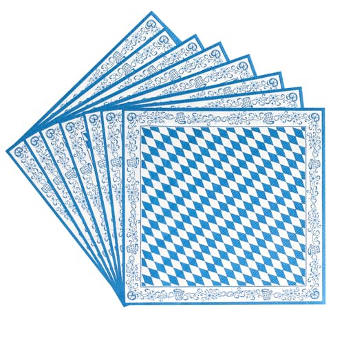 40 PCS Oktoberfest Blau-Weiße Papierservietten, Oktoberfest Servietten, 33 x 33 cm, Oktoberfest Bayrische Deko, für Bierzelten Bier Festival München Bayerische Tisch Dekoration von OCCOUMR