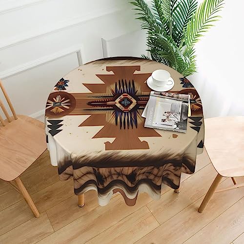 OCELIO Runde Tischdecke mit Indianer-Muster, 152,4 cm Durchmesser, für Tischdekoration, Zuhause, Hochzeiten, Partys und Camping von OCELIO