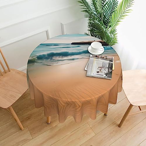 OCELIO Runde Tischdecke mit Strandlandschaft, gemustert, 152,4 cm Durchmesser, für Tischdekoration, Zuhause, Hochzeiten, Partys und Camping von OCELIO