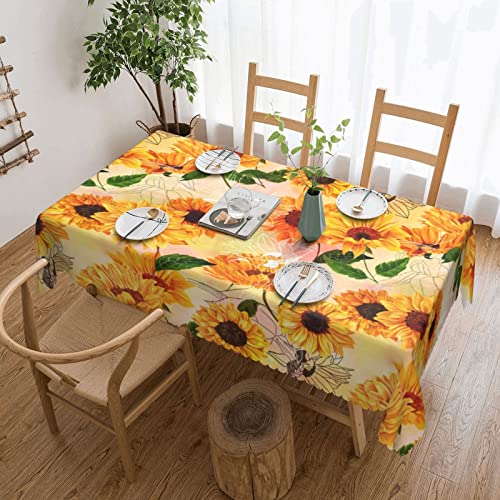 OCELIO Schöne Sonnenblumen-Tischdecke, waschbarer Stoff, Polyester, rechteckig, für Restaurant, Hochzeit, Party, 137 x 183 cm von OCELIO