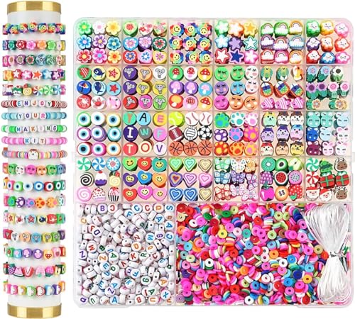 2300pcs Polymer Clay Perlen Freundschaft Armband Herstellung Kit Nette Spaß Charms Perlen für Armband Herstellung DIY Kunst Handwerk Geburtstagsgeschenke Spielzeug für Kinder Mädchen Alter 6-13 von OCHILIMA