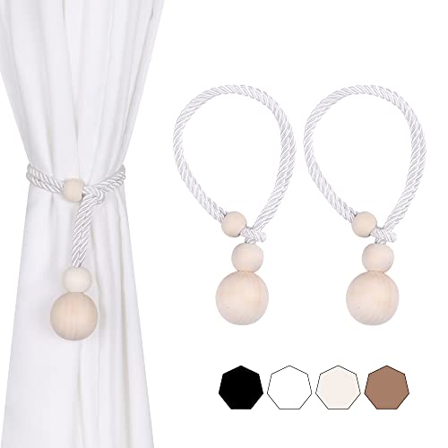 OCIOLI 2 Pieces Curtain Tiebacks Decorative Curtain Holdbacks Curtain Ties with Fasten Ring Outdoor Curtain Tiebacks Curtain Holder Curtain Tie Backs for Thin and Thick Curtains (Silvery White, 2) von OCIOLI