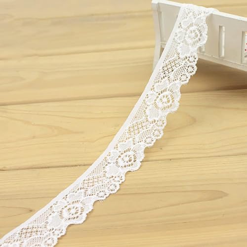 Spitzenband, dekoratives Spitzenband, 5 m x 3 cm Spitzenband, Vintage-Spitzenbesatz, Baumwoll-Dekoband, Spitzenstoff, Spitzenbesatz, weiß (Color : White, Size : 10m) von OCtics