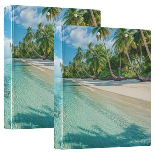 Beach Tropical Turquoise Klemmbrett Ordner mit drei Ringbüchern mit Profil, Klemmbrett, 2,5 cm, Organizer für Briefgröße (21,6 x 27,9 cm), 1 Packung von ODAWA