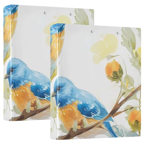 Blue Birds Klemmbrett mit Vintage-Blumenmuster, drei Ringordner, Ordner mit Profil, Klemmbrett, Dateiordner für Schule und Bürobedarf, 1 Packung von ODAWA