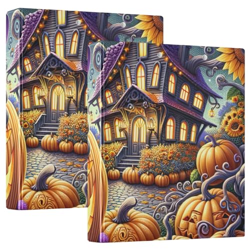 Klemmbrett mit Halloween-Katzen und Kürbisen, 3-Ringbuch mit Klemmbrett, 2,5 cm, Organizer für Briefgröße (21,6 x 27,9 cm), 1 Packung von ODAWA