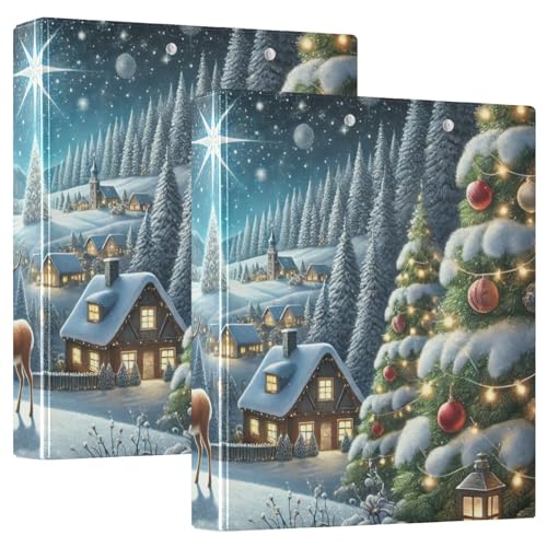 Klemmbrett mit drei Ringen, Motiv: Weihnachtsmann, Rentier, Weihnachtsmann, mit Profil, Klemmbrett, 2,5 cm, Organizer für Briefgröße (21,6 x 27,9 cm), 1 Stück von ODAWA