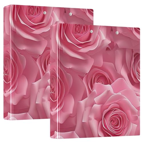 Klemmbrettbuch mit 3 Ringen, 2,5 cm, Rosa Rosen, 2,5 cm, für Briefformen (21,6 x 27,9 cm), 2 Stück von ODAWA