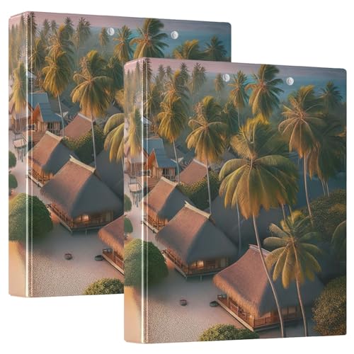 Seaside Haven Klemmbrett-Binder, runde Ringe, Ordner, Aktenordner für Bürobedarf, 1 Packung von ODAWA