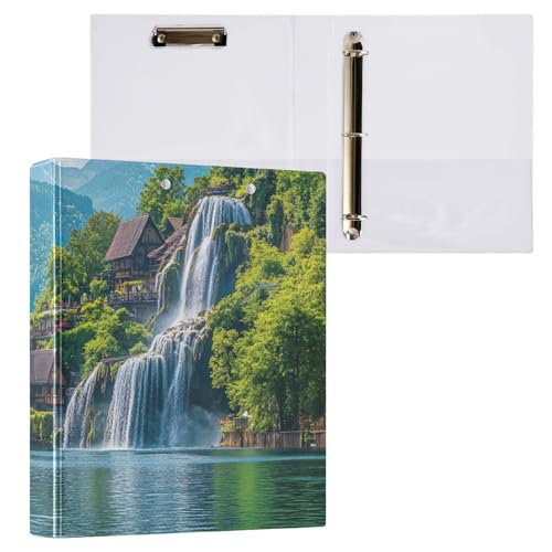 Village Mountain Wasserfall-Klemmbrett, 3-Ringordner mit Klemmbrett, Aktenordner für Schule und Büro, 2 Stück Village Mountain Wasserfall-Klemmbrett, 3-Ringordner mit Klemmbrett, Aktenordner für Schule und Büro, 2 Stück von ODAWA
