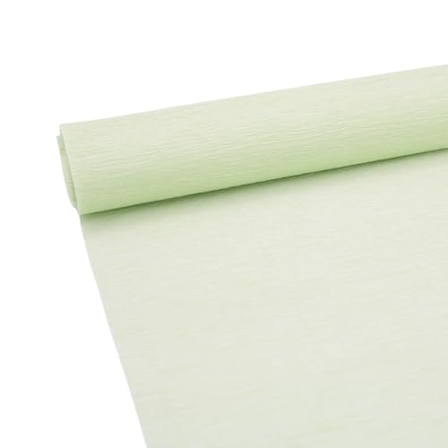 Krepppapierrolle zur Herstellung von Blumen, 70g Premium weißes grünes pinkes Krepppapier, Streamer, 25 cm Breite, 2,5 m Länge Hellgrün von ODETOJOY