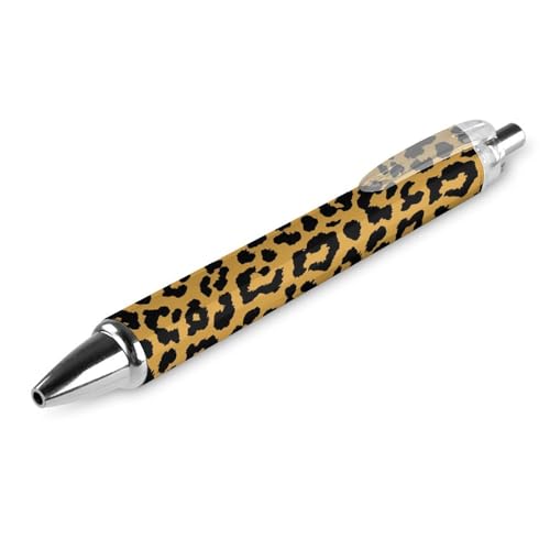 ODHHGDF Kugelschreiber, schwarze Tinte, einziehbarer Stift, Wildtiere, Gepardenmuster, gelber Schreibstift, 0,5 mm, Kugelschreiber, Geschenkstifte für Büroangestellte, Lehrer, 1 Stück von ODHHGDF