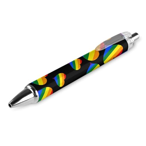 ODHHGDF LGBT Proud Regenbogen-Herz-Kugelschreiber, feine Spitze, 0,5 mm, einziehbarer Kugelschreiber, flexibel, runder Schaft, Arbeitsstift, 1 Stück von ODHHGDF