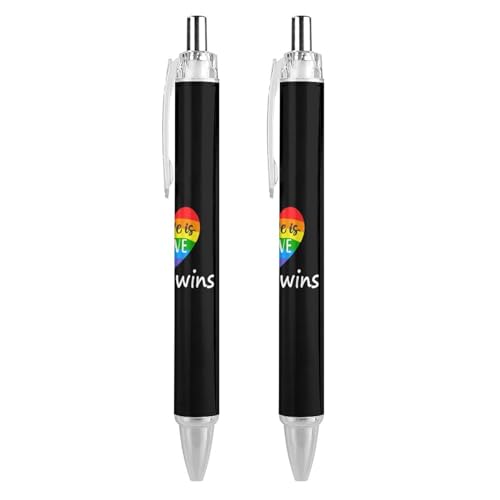 ODHHGDF Rainbow Gay Pride LGBTQ Kugelschreiber, feine Spitze (0,5 mm), einziehbar, glattes Schreiben, schwarze Tinte, Gelschreiber, 2 Stück von ODHHGDF