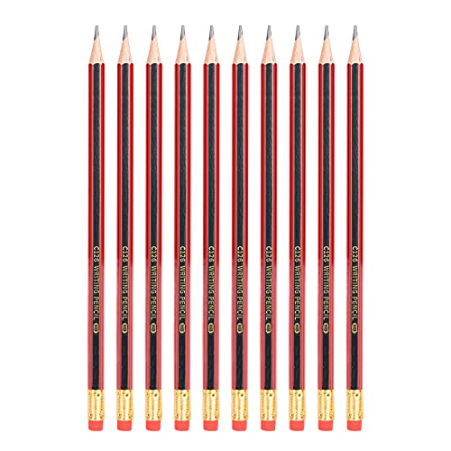 ODJTTIG Graphitstifte mit Radiergummi, Holz, Zeichnen, Skizzieren, Künstlerstift für Schule, Büro, Zuhause, 10 Stück (HB (with rubber)) von ODJTTIG