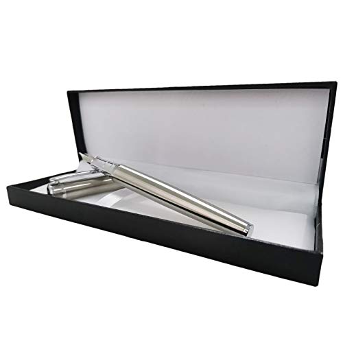 ODOOKON Füllhalter Metall Federstärke M inklusive Geschenkbox, 13,5 cm, Medium Nib Classic Executive Füllfederhalter, Perfekt für Männer und Frauen, Business Pen, Kalligraphie (Silber) von ODOOKON