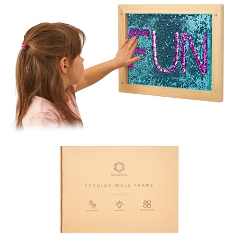 Autismus und Anti Stress Sensorik Spielzeug für Kinder mit Autismus und ADHS – das Sequin Fabric Sensory Board mit umklappbaren Pailletten für Autisten | Sensory Wall Matte aus Pailettenstoff von ODOXIA