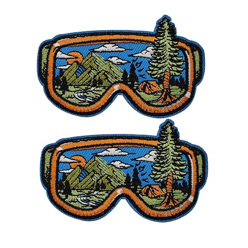 Bestickter Aufnäher für die Skibrille, bunte Applikationen, Berg- und Flussabenteuer, Outdoor-Aufnäher, lustiger Klettverschluss auf der Rückseite, taktische Abzeichen, 2 Stück von ODSP