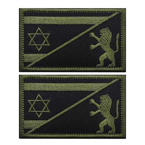 Bestickter Aufnäher mit Motiv Israelischer Davidstern, Löwe, taktisches Kampfarmband, Abzeichen mit Klettverschluss, 8,9 x 5,9 cm, 2 Stück Bestickter Aufnäher mit Motiv Israelischer Davidstern, Löwe, taktisches Kampfarmband, Abzeichen mit Klettverschluss, 8,9 x 5,9 cm, 2 Stück von ODSP